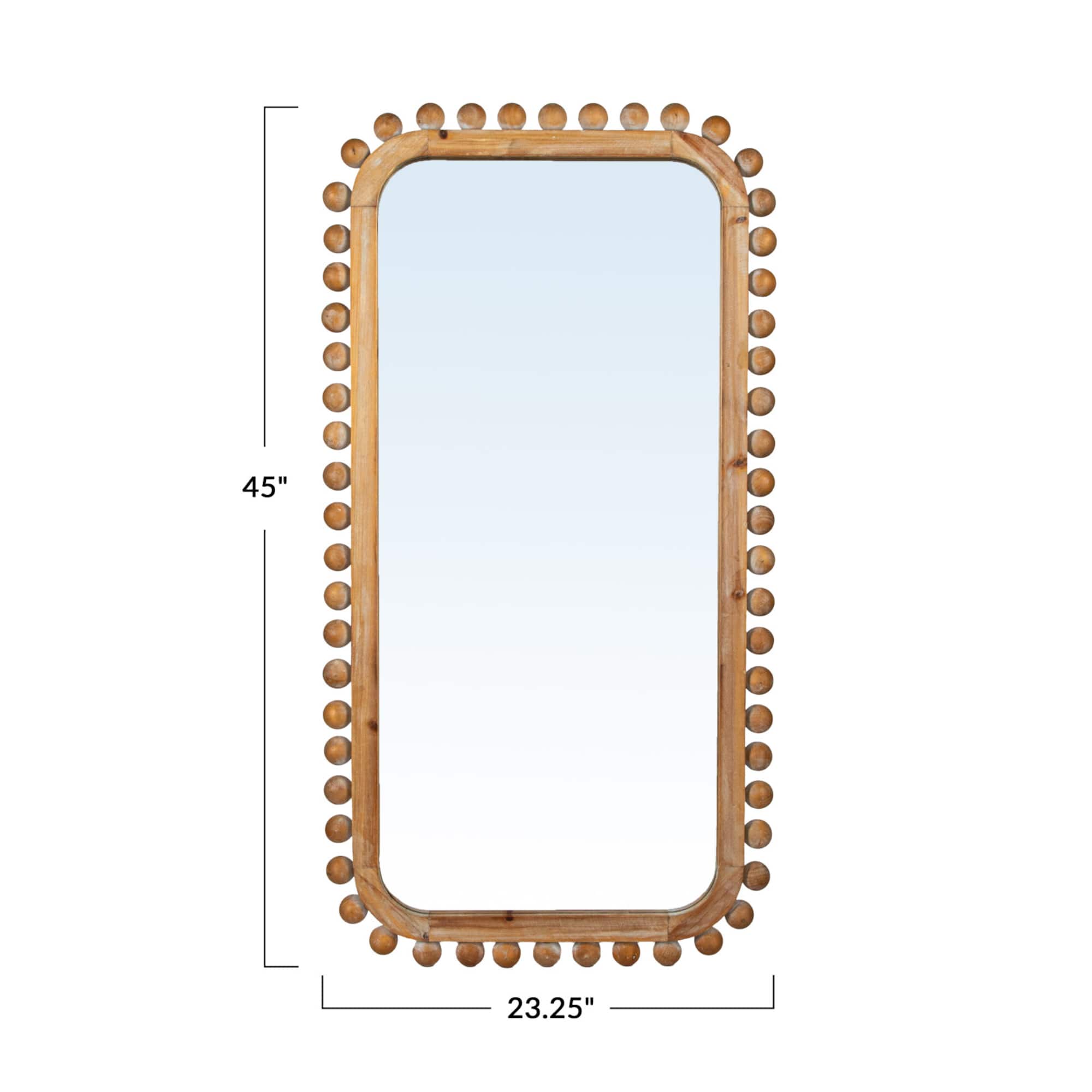 Hello Honey® 45" Natural Boho-Southwestern Beaded Rectangular Firwood Wall Mirror